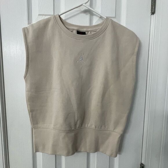 Nike Jordan Jumpman Sleeveless Crewneck Sweatshirt Beige Size M Unisex - Picture 1 of 11
